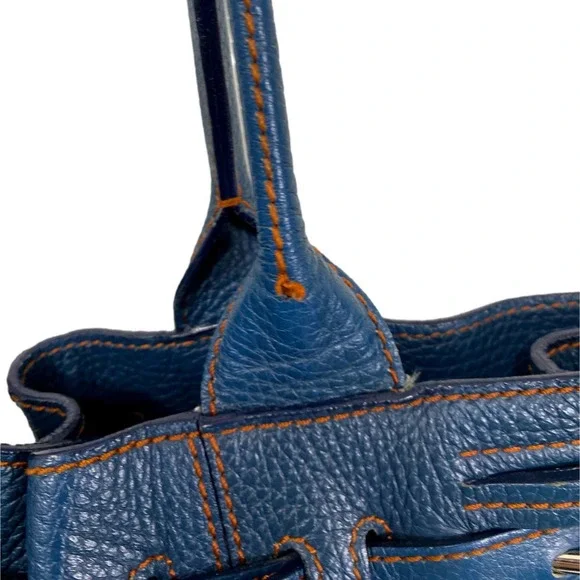 Tod’s Blue Pebbled Leather Belted Shoulder Bag EUC - Picture 4 of 16